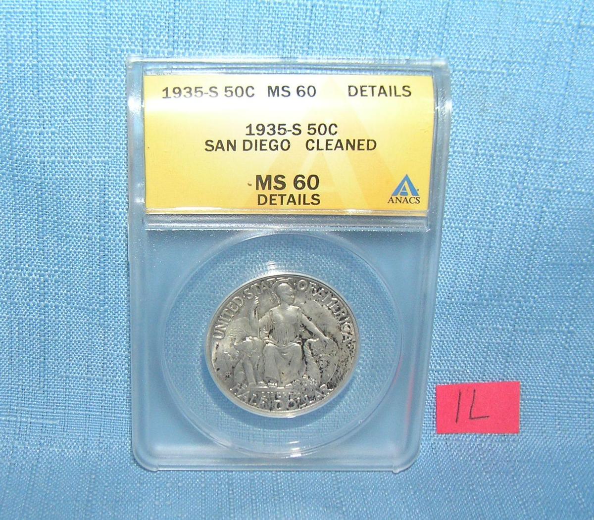 1935S silver San Diego commemorative half dollar