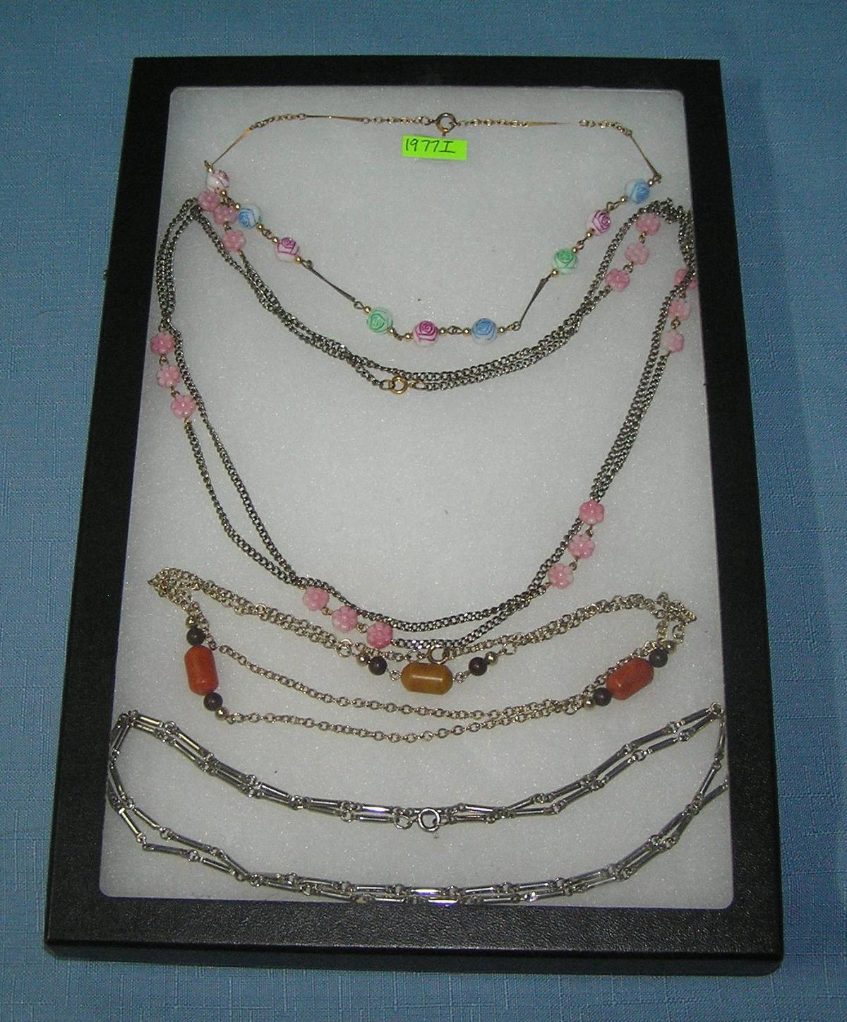 Collection of vintage costume jewelry necklaces