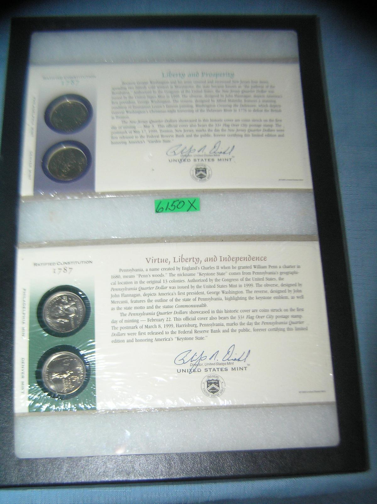 Group of US mint cased state quarters