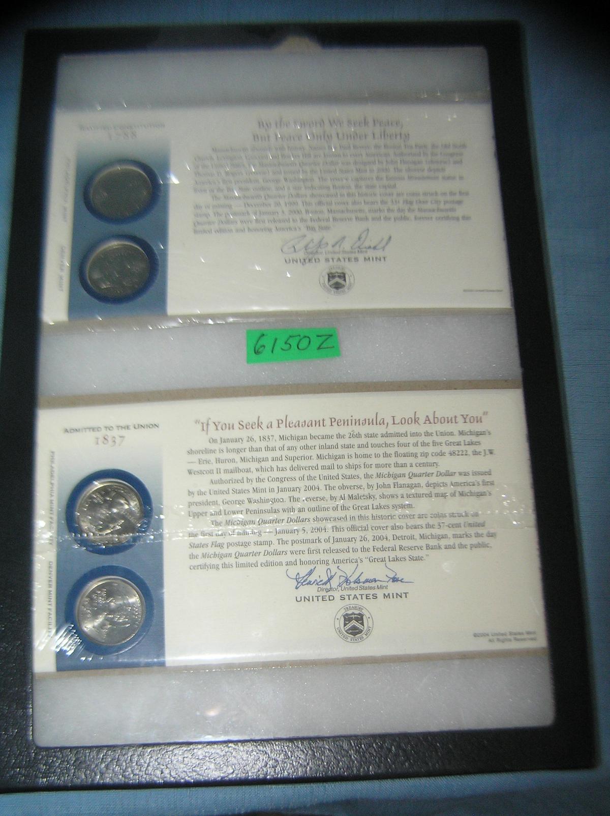 Group of US mint cased state quarters