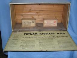 Antique Putnam Dyes all metal lithographed fadeless dye cabinet