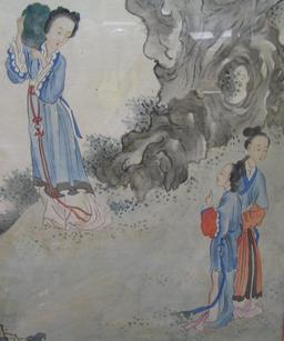 Large framed oriental water color painting