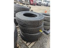 (4) Goodyear G751 MSA 12R22.5 commercial truck tires USED Virgin Tread Surplus Take Off