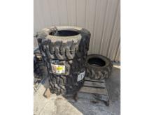 4 NEW Road Crew SKS-1 Skid Steer Tires, 1 Used Tire, 10-16.5