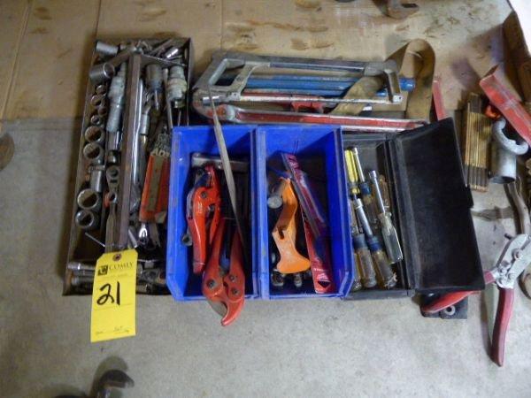 Hand Tools, Sockets, Shears, Etc.  (Lot)