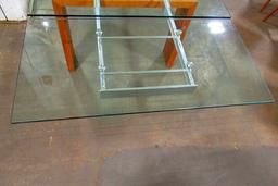 Tonin Casa Brooklyn Dining Table w/Extendible Transparent Glass Top, Walnut Legs