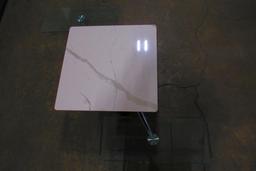 Naos Mill Coffee Table w/Marble & Glass Tops & Chrome Pivot Legs