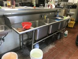 Stainless Steel 3-Bay Sink w/Faucet