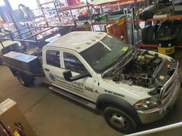 2014 Dodge Ram 5500 Heavy Duty Single Axle Flatbed Truck w/Utility Boxes, Crew Cab