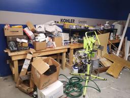 Shelving, Bakers Scaffold, Shop Lite, Fan, Cart, Workbench, Hand Truck, Ladder, Paint Sprayer, Etc.