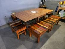 Wood Table w/ (4) Benches, 36" x 6' (Set)