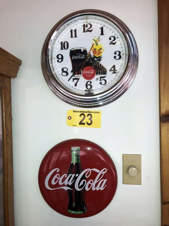 COCA-COLA TIN SIGN & CLOCK