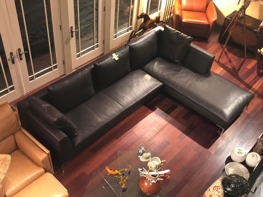 CAMERICH LEATHER 2-PIECE SECTIONAL SOFA, 129"X92"