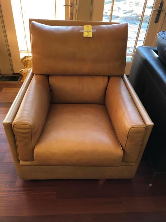 BAXTER LEATHER SIDE CHAIR W/ OTTOMAN