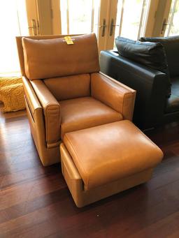 BAXTER LEATHER SIDE CHAIR W/ OTTOMAN