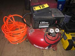 PORTER CABLE 135 PANCAKE COMPRESSOR W/ HOSE