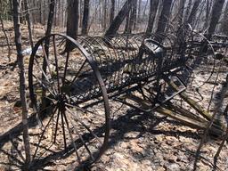 10' ANTIQUE HAY RAKE, 52" STEEL WHEELS