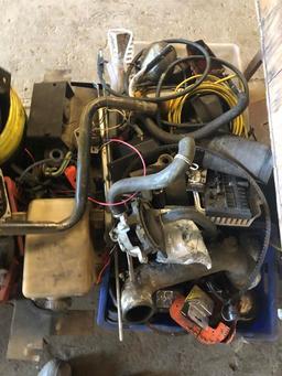 LOT OF ASSORTED TRUCK PARTS AND STEEL STAND