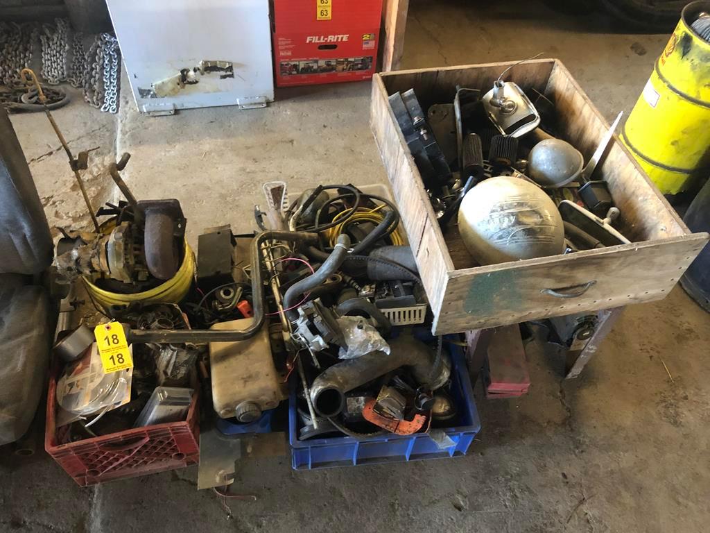 LOT OF ASSORTED TRUCK PARTS AND STEEL STAND