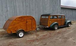 1946 CHEVROLET WOODY WAGON STREET ROD,CUSTOM BUILT, ”WOODY” TEAR DROP TRAILER