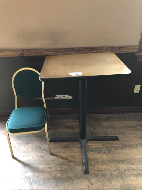 LOT: 30" ROUND HIGH-TOP TABLE & SIDE STACK CHAIR