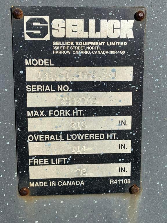 (WATCH VIDEO) 1997 SELLICK SD-100 FORKLIFT, 10,000LB. (Reserved until 12noon on February 20))