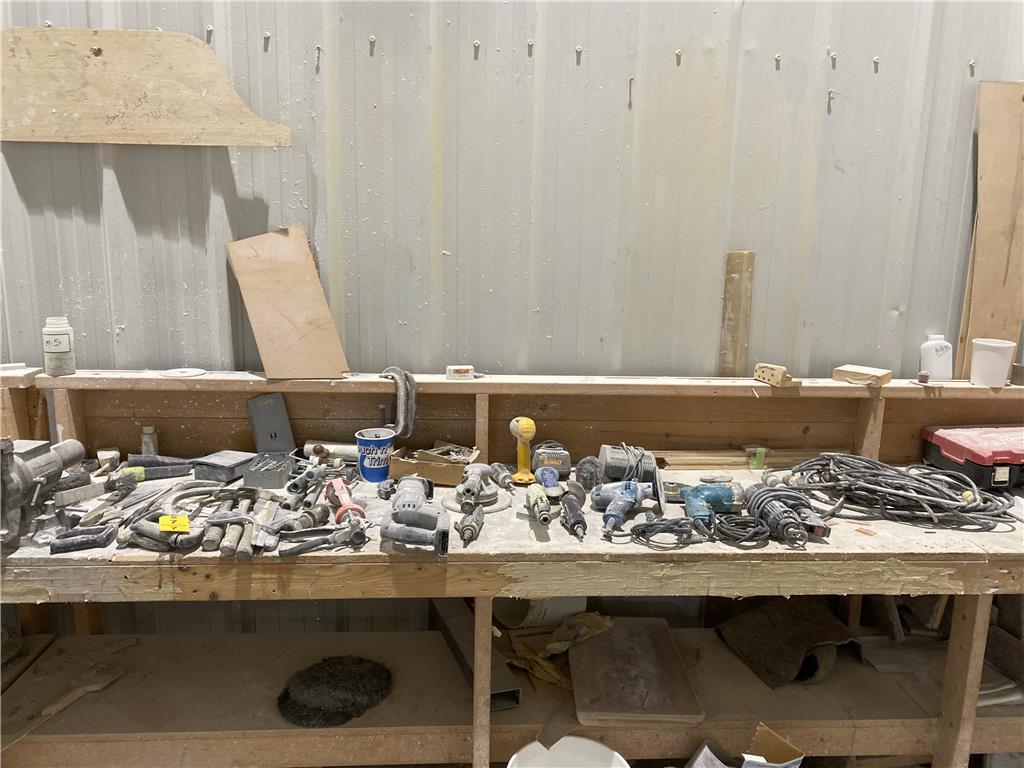 LOT POWER & PNEUMATIC TOOLS, CONTENTS ON 2-BENCHES. MAKITA MODEL GV5010 5” DISC SANDER. 8-PHOTOS