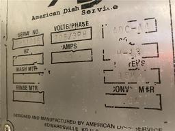 AMERICAN DISH SERVICE ADC-44, 244 RACK/HR., CONVEYOR DISHWASHER, S/N: BH11016