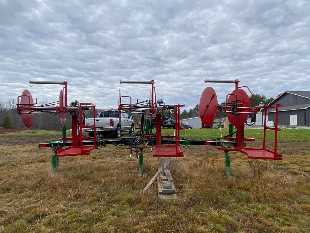 LOT: 2-MACHINES; (1) 3-ROW MULCH WRAPPER & TOOL BAR  (1) 3-ROW DRIP TAPE APPLICATOR,NO TOOL BAR