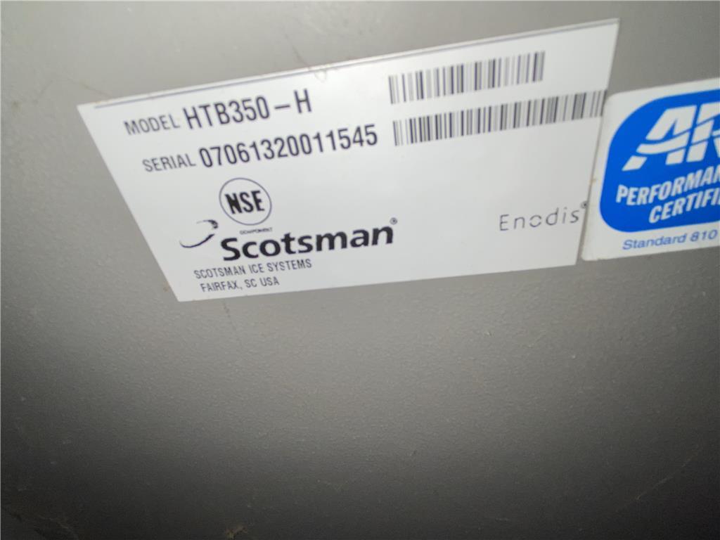 SCOTSMAN MODEL CME256AS-1H ICE MAKER, W/ MODEL HTB350-H ICE BIN