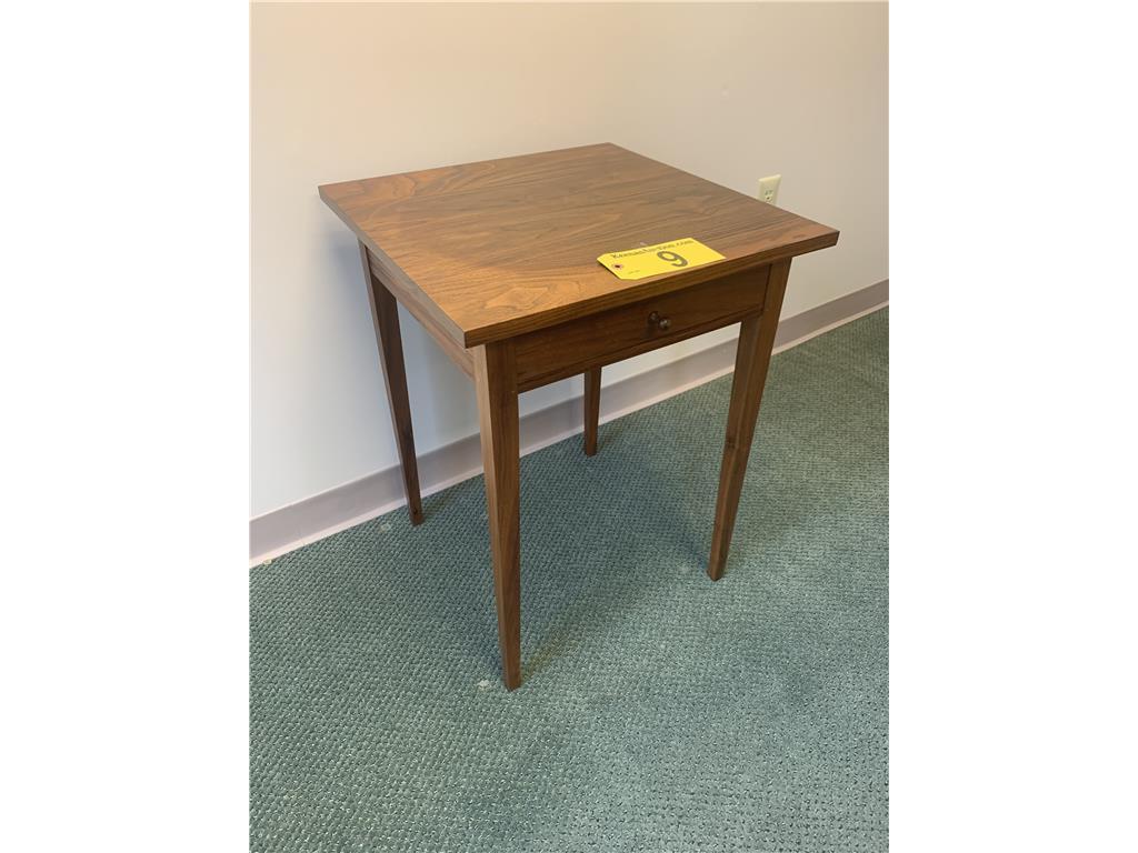 2016 THOS. MOSER SQUARE END TABLE, ONE DRAWER SIGNED T.D.L.