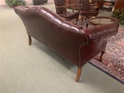 CLASSIC LEATHER INC. TUFTED, TOP GRAIN LEATHER SOFA, 63", BALL & CLAW LEGS