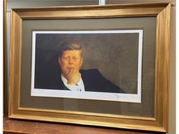 "JOHN F. KENNEDY" PENCIL SIGNED ARTIST PROOF 12/20 BY JAMIE WYETH, DOUBLE MATTED & FRAMED TO 44 X 32