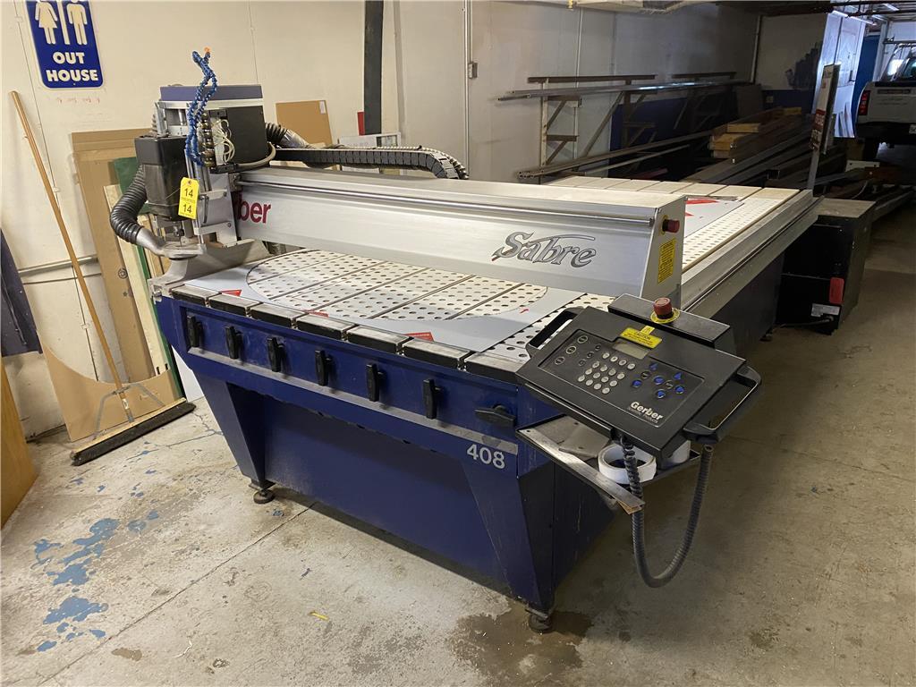 GERBER SABRE 408 3-AXIS CNC ROUTER, 54"W X 121" T-SLOT VACUUM TABLE, VACUUM PUMP, S/N: G1101101