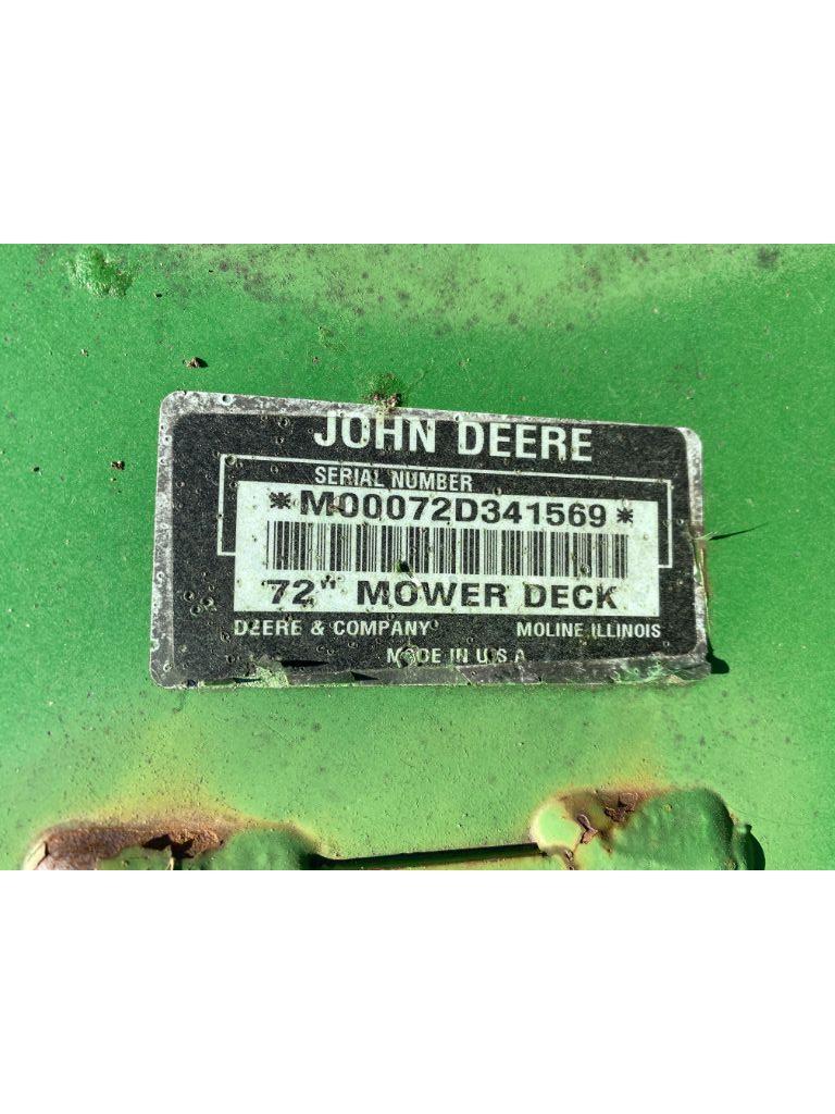 JOHN DEERE 7 IRON COMMERCIAL 72" MOWER DECK, S/N: 00072D341569