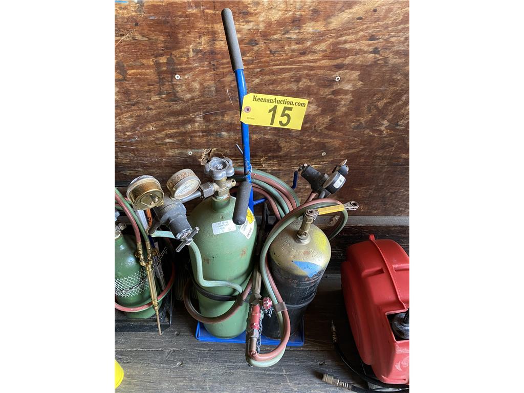 ACETYLENE TORCH SET W/TANKS, HOSES, GAUGES