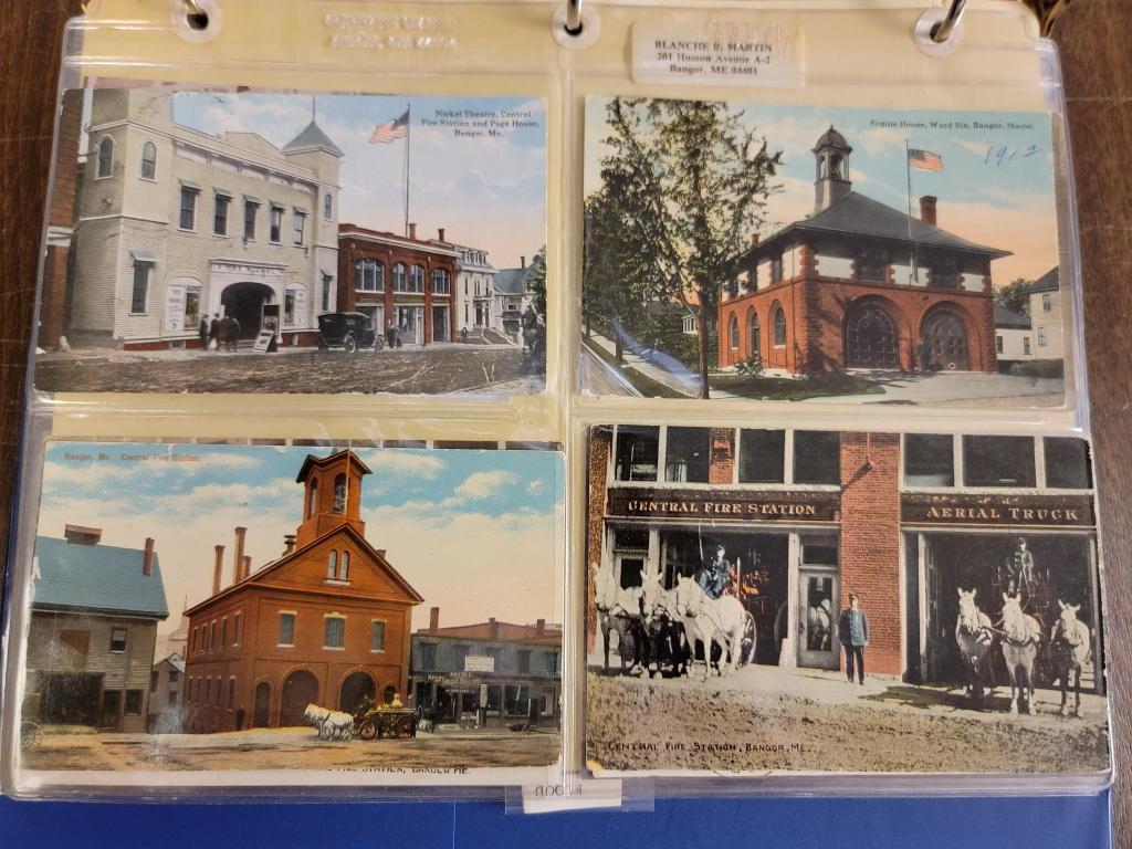 BANGOR FIRE/STATIONS/FLOOD POSTCARDS