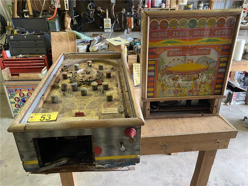 EXHIBIT'S PINBALL MACHINE "MERRY GO ROUND" CIRCA 1940