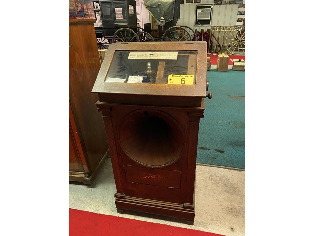 REGINA COMPANY HEXAPHONE COIN OPERATED PHONOGRAPH CYLINDER PLAYER, W/44 CYLINDERS, S/N: 1041211