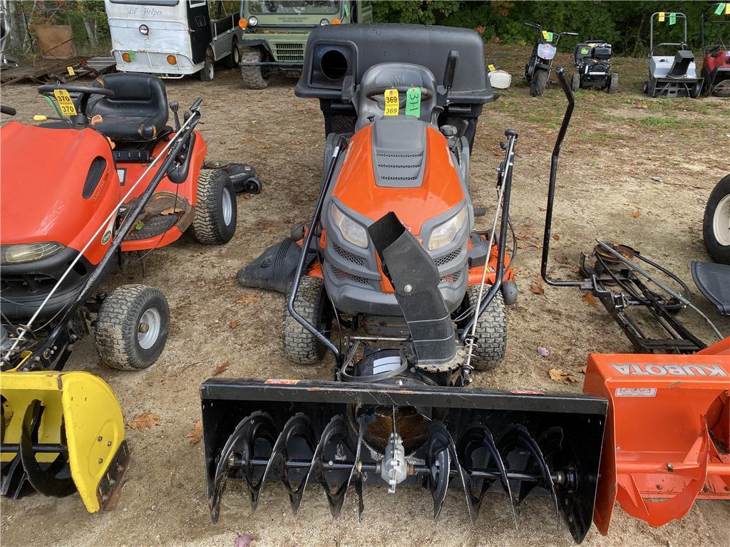 HUSQVARNA YTH24K48 RIDING MOWER, 48" DECK, 42" SNOW BLOWER, SUPER BAGGER SYSTEM *DOESN'T RUN*