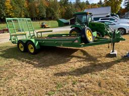 HOMEMADE 2-AXLE EQUIPMENT TRAILER, 7' X 16', SPRING ASSIST RAMP GATE, 2,500LB ELECTRIC WINCH