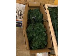 14' ARTIFICIAL CHRISTMAS TREE W/6.5' WHITE ARTIFICIAL TREE & 7.5' SPRUCE ARTIFICIAL TREE