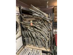 LOT: 12-ASSORTED 8' & 6' PLASTIC & WOODEN TABLE TOPS W/APPROX. 90-LEGS