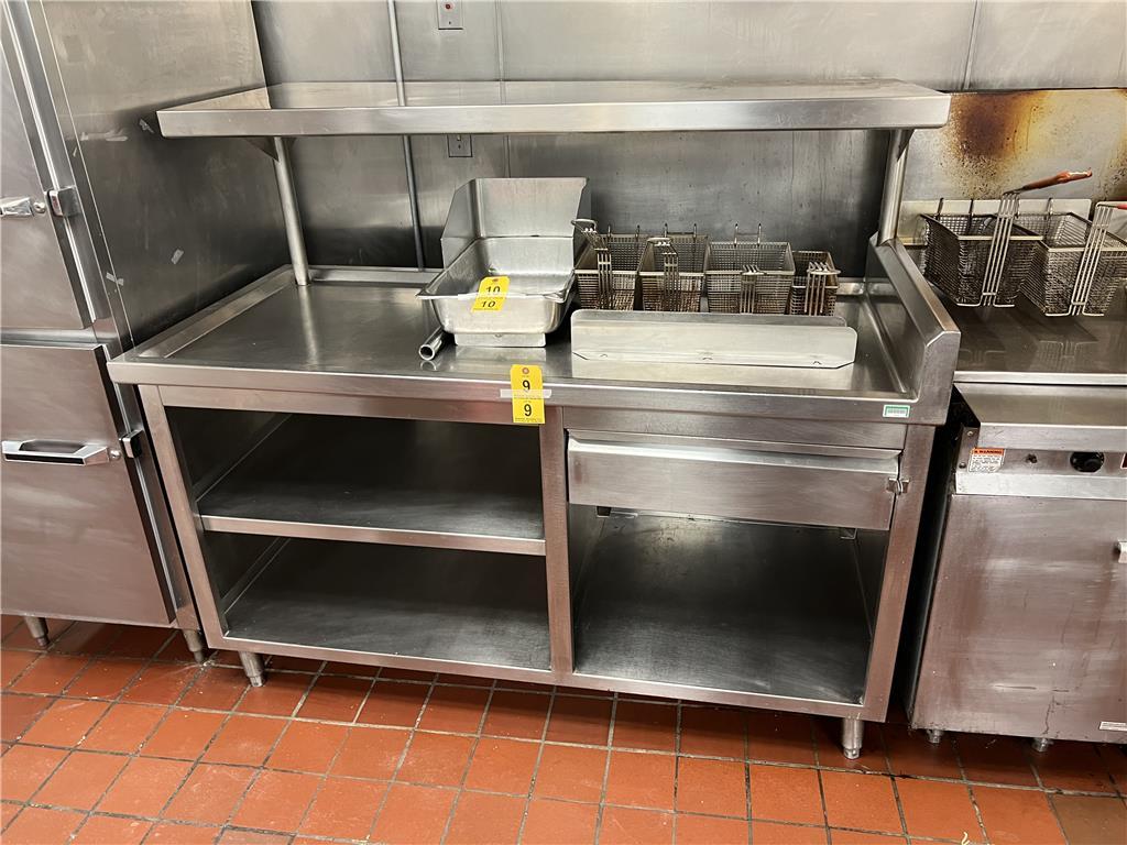 FLR B1: 64"X30" STAINLESS STEEL WORK COUNTER WITH 64"X24" UPPER SHELF & DRAWER