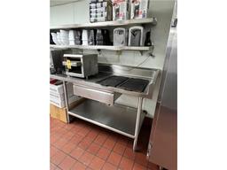 FLR B1: 19'7"X30" S/S COUNTER WITH 2-BAY SINK, SALVAJOR MODEL 200 FOOD WASTE DISPOSAL SYSTEM,