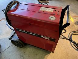 LINCOLN ELECTRIC POWER MIG 255 WELDER, CART, LEADS