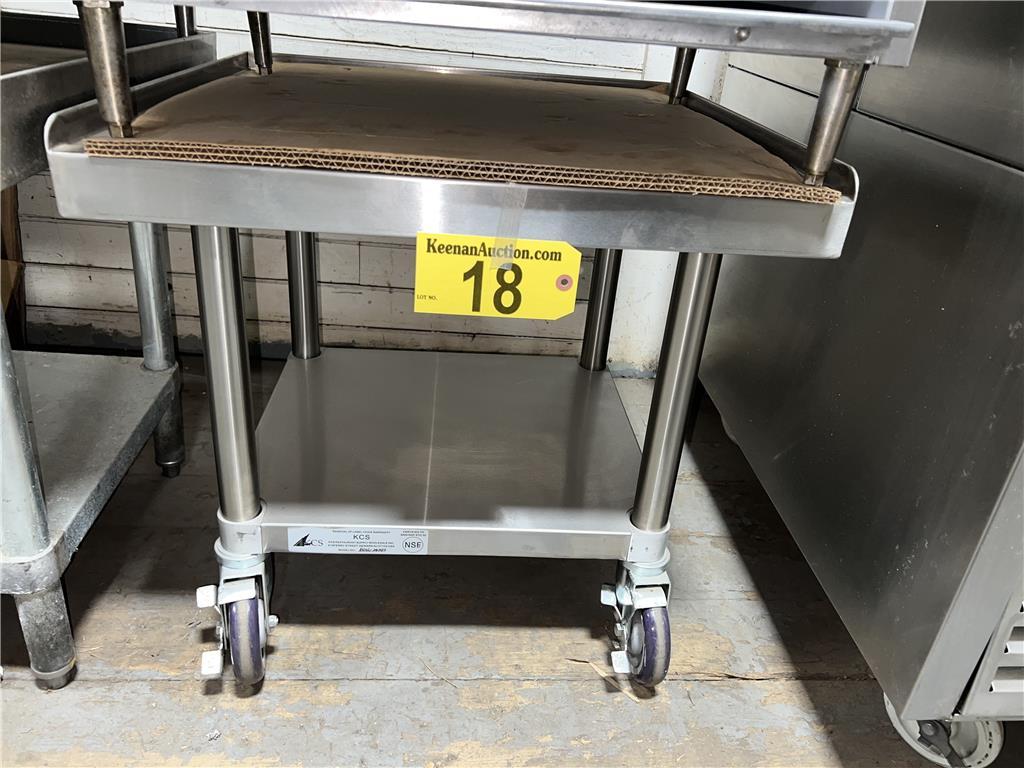 KCS STAINLESS STEEL APPLIANCE STAND WITH LOWER STAINLESS STEEL SHELF, ON CASTERS