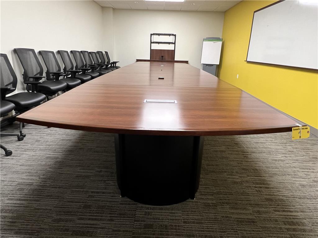 22'X6' POWERED CONFERENCE TABLE, (5) 52.5" SECTIONS