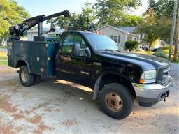 2004 FORD F350 XL SUPER DUTY SERVICE TRUCK, CRANE & CONTENTS, POWERSTROKE DIESEL, 195,729 MILES, 4WD