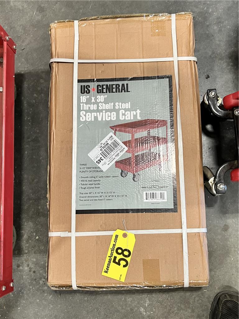 US GENERAL 30"X16'' 3-SHELF STEEL SHOP CART